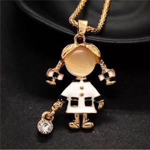 - - 🌺 Necklace Sweet Pig Tailed Girl with crys…